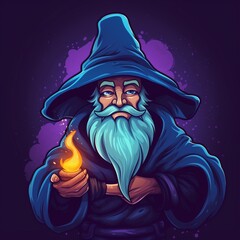 Wall Mural - Cartoon magic wizard logo for a gaming brand Generative AI