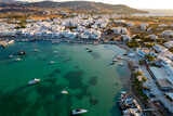Fototapeta Do akwarium - Aerial panorama view   of antiparos with the traditional white houses in cyclades , Greece.