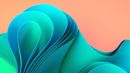 Get lost in the calming hues of green and orange with our 3D wave wallpaper design. Perfect for adding depth and dimension to your landing page, desktop or poster