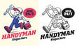 Retro Cartoon Character of Service Handyman mechanic