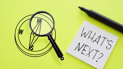 Aufkleber - What's Next the question is shown using the text and picture of compass