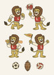 © bazzier - Set of Lion Sport Mascot in Vintage Retro Hand Drawn Style