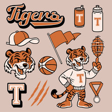 Tiger Mascot Design Object In Hand Drawn Style