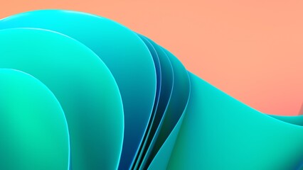 Get lost in the calming hues of green and orange with our 3D wave wallpaper design. Perfect for adding depth and dimension to your landing page, desktop or poster