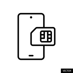 Fototapete - smartphone or mobile phone and sim card vector icon in line style design for website, app, ui, isola
