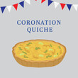 Coronation Quiche vector illustration with red white and blue bunting