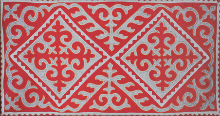 Wall Mural - wool carpet with Kazakh pattern