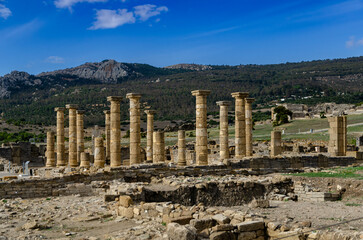 Wall Mural - Baelo Claudia is an ancient Roman city, located near the city of Tarifa, Spain. The ruins of the ancient city are located by the sea