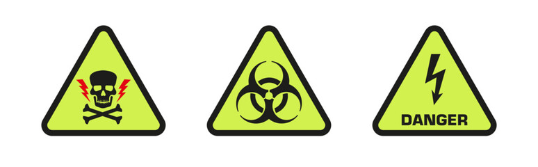 Wall Mural - Electrical hazard sign, biohazard sign. 