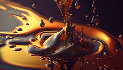 Wall Mural - Car motor oil background, pouring liquid fuel bubble, ai generative