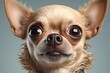 Derpy chihuahua head for memes. Caricature illustration on white background. Generative AI