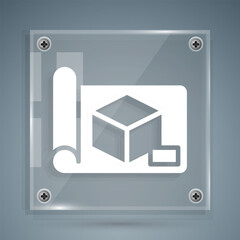 Poster - White Graphing paper for engineering icon isolated on grey background. Square glass panels. Vector