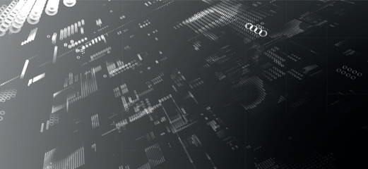 Poster - Abstract digital background. Data flow information. Concept of digital communication. Big data visualization. Vector illustration. 3d rendering.