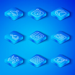 Aufkleber - Set line Data stream, Broken file, Browser files, File document, Social network, export, Filter setting and Search concept with folder icon. Vector