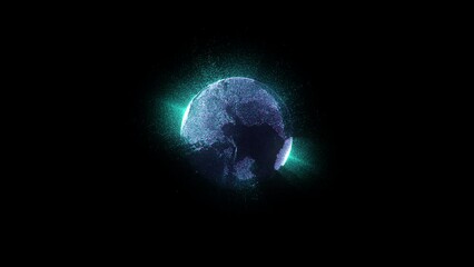 Poster - Digital Particle Earth. Computer generated 3d render