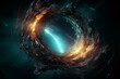 Continuous cosmic wormhole vortex in 3D loop. Generative AI