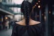 © Popelniushka - Beautiful Black-Haired Woman from Rear View: A Portrait of Grace and Elegance: Generative AI