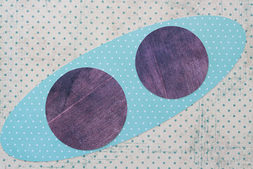 Sticker - two paper circles on scrapbook paper with dots