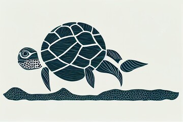 Concept of conservation of natural resources coasts seas and sea turtles with industrial shells hand drawing vector illustration line art. Generative AI