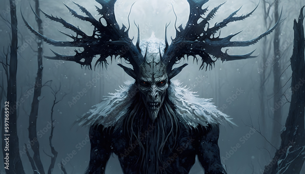Wendigo, a scary mythological creature or evil spirit originating from