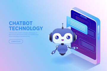 Poster - chatbot technology cute cartoon robot ai content generator technology and engineering ai chat bot ba