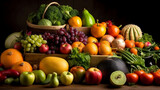 Fototapeta Kuchnia - Fruits and vegetables, Generative Ai