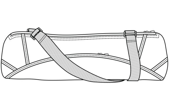 long handled shoulder snow board bag flat sketch vector illustration technical cad drawing template