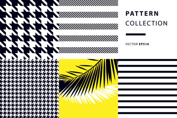 Fototapete - Pattern mix with houndstooth and breton stripes
