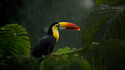 Toucan natural background. Illustration AI Generative.