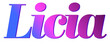 Licia - pink and blue color - female name - ideal for websites, emails, presentations, greetings, banners, cards, books, t-shirt, sweatshirt, prints

