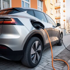 Canvas Print - Charging an electric vehicle. generative AI