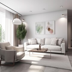 Wall Mural - modern living room with sofa. generative ai