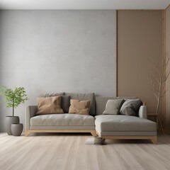 Canvas Print - modern living room with sofa. generative ai