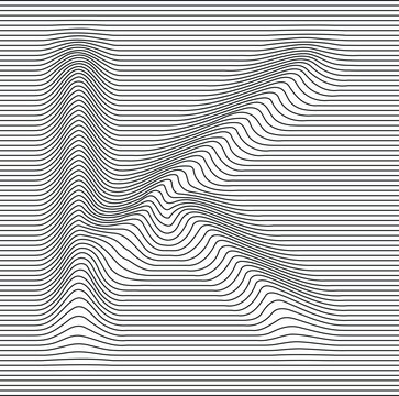 letter alphabet illusion with lines waves