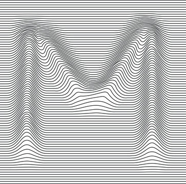 letter alphabet illusion with lines waves