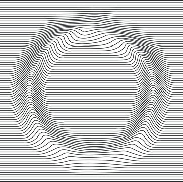 letter alphabet illusion with lines waves