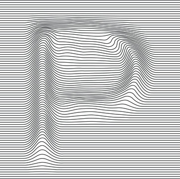 letter alphabet illusion with lines waves