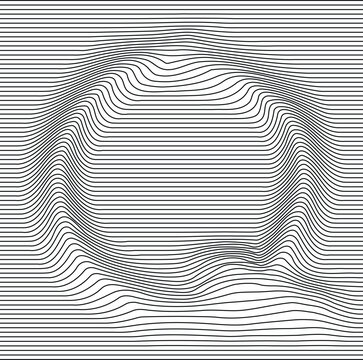 letter alphabet illusion with lines waves