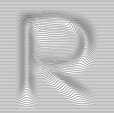 letter alphabet illusion with lines waves