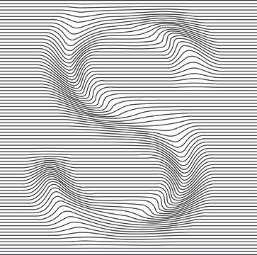 letter alphabet illusion with lines waves