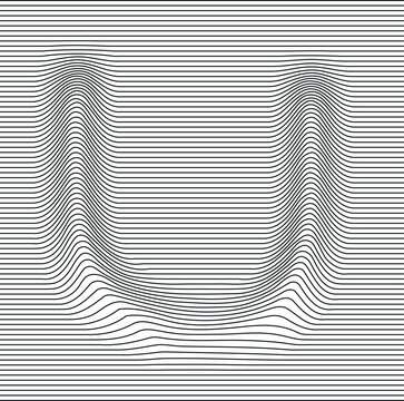 letter alphabet illusion with lines waves