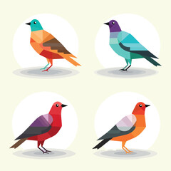 Wall Mural - Colorful birds set vector illustration isolated on white