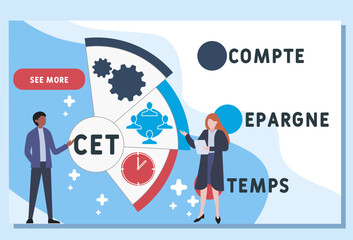 Wall Mural - CET - compte epargne temps  acronym. business concept background. vector illustration concept with keywords and icons. lettering illustration with icons for web banner, flyer, landing