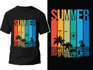 Hello Summer sunset summer design graphics t shirt design vector