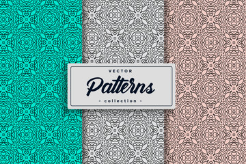 Fototapete - Seamless Geometric Textile Pattern design collection, Seamless textile pattern set Collection Textile pattern background seamless pattern design,