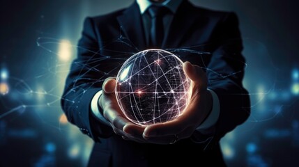 Poster - Digital Business Vision with a Holographic Sphere - AI Generated