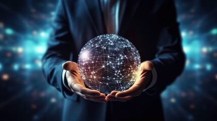 Poster - Smart Business Technology with Hologram Ball - AI Generated