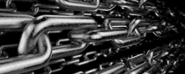Wall Mural - metal chain. bondage, slavery. holding by force. depression concept. hopelessness.