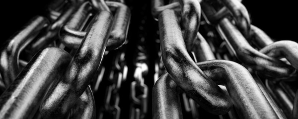 Wall Mural - holding by force. depression concept. hopelessness. metal chain. bondage, slavery.