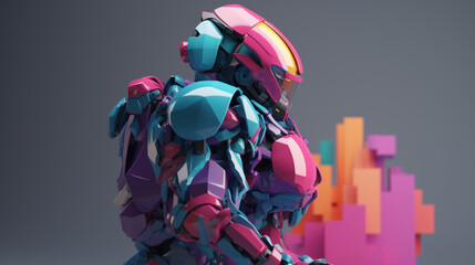 robot in abstract style in trending color palette with Generative AI